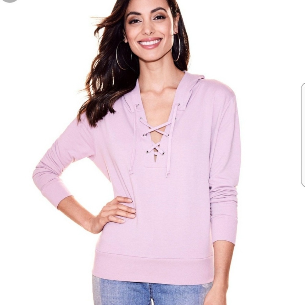 NWT New York & Company Women's Lavender Sweatshirt with Hood Size Large